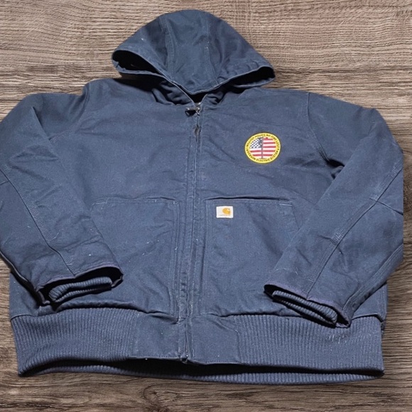 Carhartt Other - Carhartt Navy Blue Hooded Jacket J130 Size Large